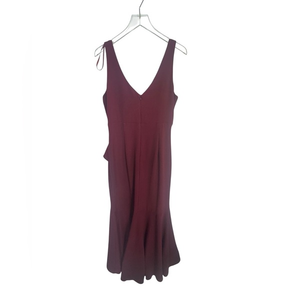 BETSY & ADAM CANDACE" LONG V- NECK HI LOW CASCADE DRESS SIZE 16 - Picture 4 of 5